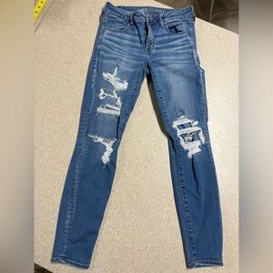 American Eagle Outfitters Women’s Distressed Jeggings Jeans - Blue